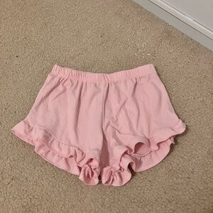 Elegant Pink High Waist Ruffle Shorts